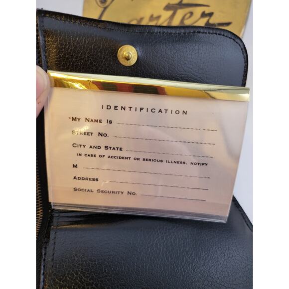 Vintage Carter Leather Wallet Black Red w Box Greenwich Village NY NOS - Picture 13 of 16